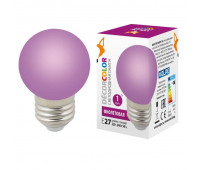 Лампочка светодиодная  LED-G45-1W/PURPLE/E27/FR/С