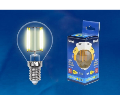 Лампочка светодиодная LED-G45-5W/WW/E14/CL/MB GLM10TR картон Uniel Лампочка светодиодная LED-G45-5W/WW/E14/CL/MB GLM10TR картон Uniel