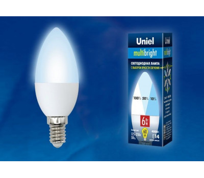 Лампочка светодиодная LED-C37-6W/NW/E14/FR/MB PLM11WH картон Uniel Лампочка светодиодная LED-C37-6W/NW/E14/FR/MB PLM11WH картон Uniel